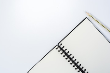 Simple minimalistic flat lay scene empty notebook