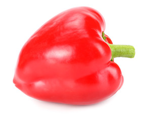 one red sweet bell pepper isolated on white background