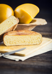 Sliced homemade sheep and cow's cheese