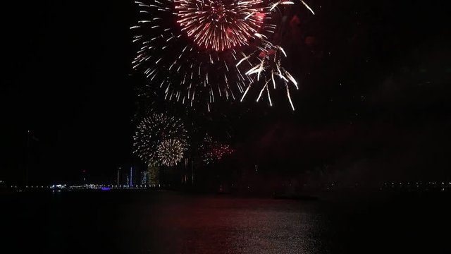 Fireworks lighting up the sky as part of 46th National Day celebrations in Abu Dhabi, UAE