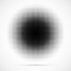 Halftone dotted background circularly distributed. Halftone effect vector pattern. Circle dots isolated on the white background.