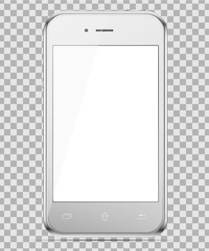 Mobile silver phone isolated in a transparancy background. To present your application.