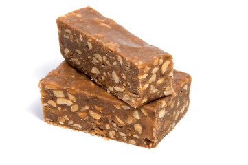 chocolate bar isolated on white / chocolate protein bar / Piece of chocolate candy isolated on...
