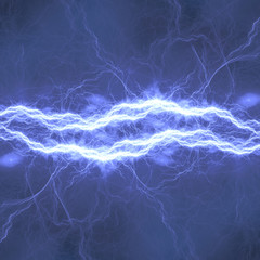 Blu lightning bolt. Abstract plasma and energy background.