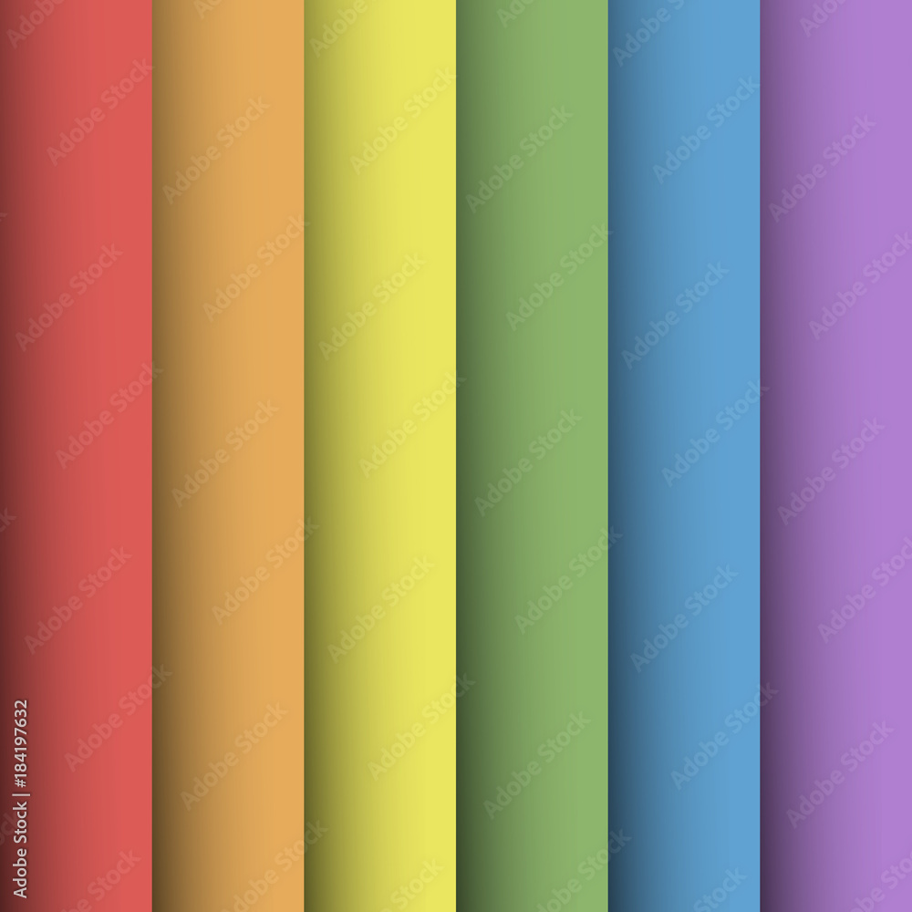 Poster overlapping colorful paper sheets in colors of rainbow spectrum. with shadow effect. happy abstract 