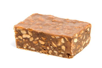 chocolate bar isolated on white / chocolate protein bar / Piece of chocolate candy isolated on white background