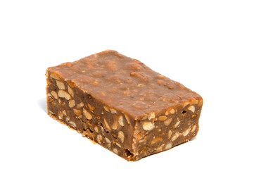 chocolate bar isolated on white / chocolate protein bar / Piece of chocolate candy isolated on white background