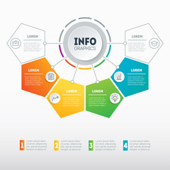 Business presentation or infographic with 4 options. Vector infographics or mind map of technology or education process. Web Template of a chart, mindmap or diagram with 4 steps.