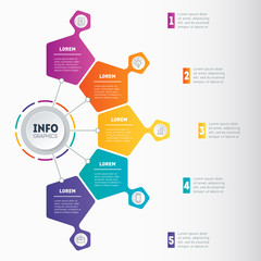 Part of the report with icons set. Business concept with 5 options. Vector infographic of technology or education process. Web Template of a chart, diagram or busines presentation with 5 steps.