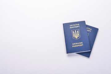 Passport of a citizen of ukraine. Top view. Free space for text.