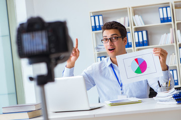 Business blogger doing webcast for his subscribers