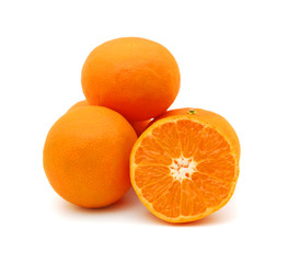 Orange mandarin or tangerine fruit isolated on white background