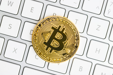 Golden bitcoins. Cryptocurrency .