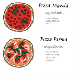 Pizza set hand drawn with ingredients doodle graghic - 184202099