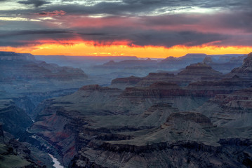 Fototapeta na wymiar Grand Canyon Monsoon Sunset from Navajo Point