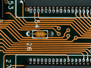 Tracks on the computer motherboard