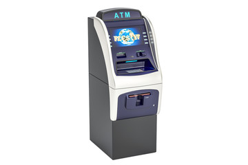 ATM, automated teller machine. 3D rendering