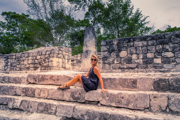 Fototapeta premium Visit of the ancient maya city of Calakmul - South Yucatan - Mexico