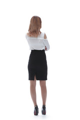 back view of beautiful business woman.