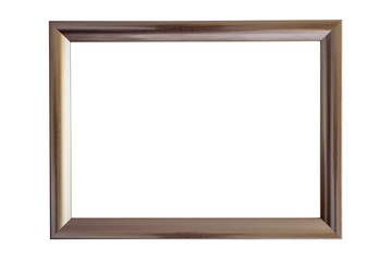 Brown picture frame on white background