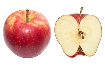 Red apple on white background
