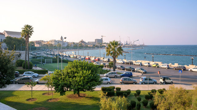 Panoramic view of cityscape coast in Bari