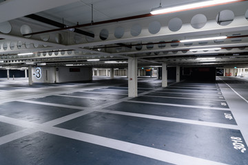 Empty underground car park