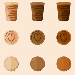 Coffee cups in the style of flat. Vector illustration.
