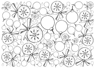 Hand Drawn of Lovely Christmas Ornaments Background