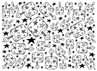 Hand Drawn of Christmas Candle Lights Background