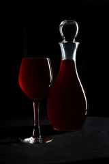 glass and carafe of wine