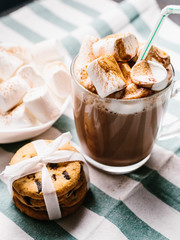 cocoa with marshmallows and biscuits