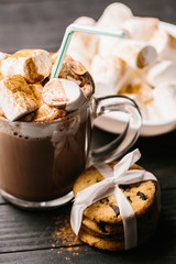 cocoa with marshmallows and biscuits