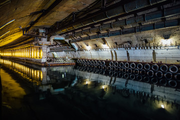 Underground dock for submarines. Underground submarine repairing factory in Balaklava, Crimea