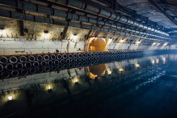 Dry dock for submarines. Underground submarine repairing factory in Balaklava, Crimea