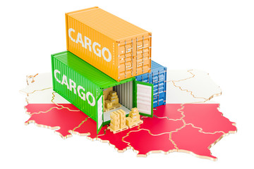Cargo Shipping and Delivery from Poland concept, 3D rendering