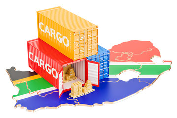 Cargo Shipping and Delivery from South Africa concept, 3D rendering