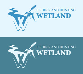 Wetland cattail on bright and blue background