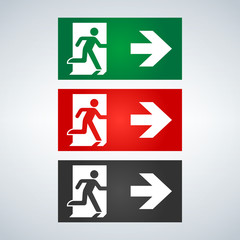 Vector fire emergency icons. Signs of evacuations.