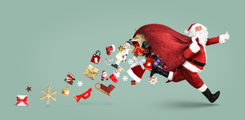 Weihnachtsmann mit einem Sack voller Geschenke!