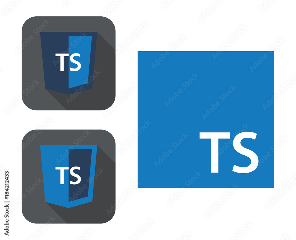 Fototapete vector collection of web development shield signs - html5 styled badge with ts letters. isolated ico
