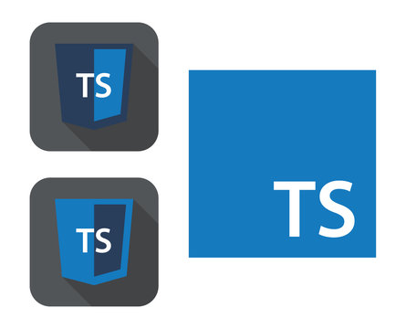 vector collection of web development shield signs - html5 styled badge with ts letters. isolated icon