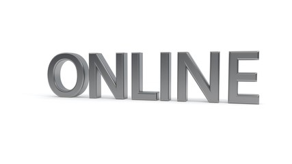 Online text on a white background, 3d rendering