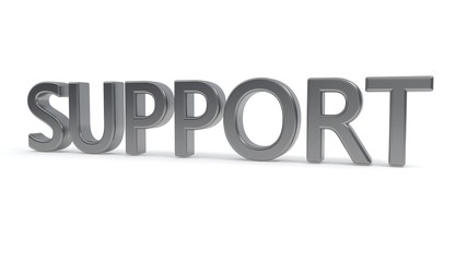 Support text on a white background, 3d rendering