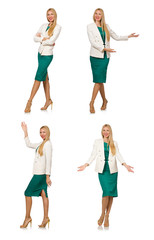 Fototapeta premium Young businesswoman isolated on the white