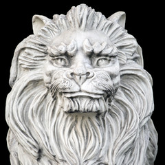 Fototapeta na wymiar sculpture of the head of a white lion