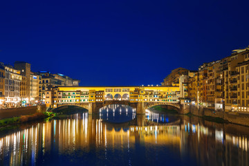 View of Ponte Vecchio at night. Florence, Italy