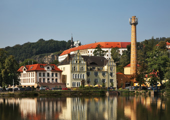 Fototapeta na wymiar Castle pond in Decin. Czech Republic