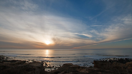 SUNSET OVER POINT LOMA TIDEPOOLS AT CABRILLO NATIONAL MONUMENT IN SAN DIEGO IN SOUTHERN CALIFORNIA UNITED STATES