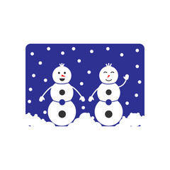 Postcard for the New Year and Christmas with snowmen icon. Christmas or New Year element. Premium color graphic design. Signs, outline symbols collection